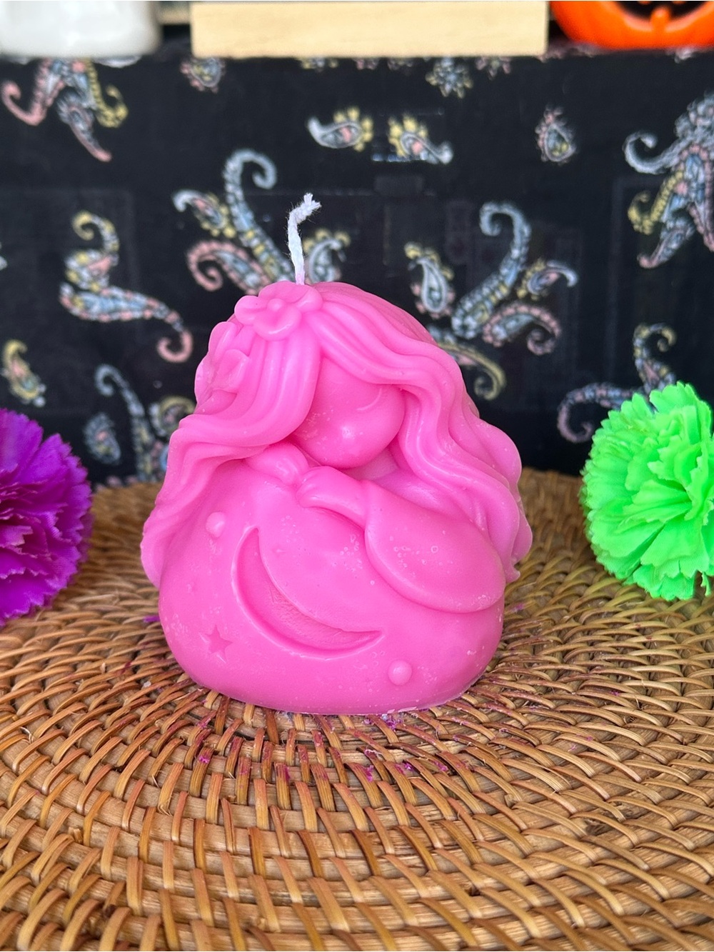 Hand Crafted Pink Mermaid Candle Accent